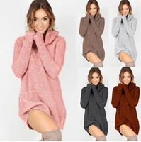 fashion autumn spring winter women casual turtleneck pullover long knitted oversize long sleeve thin sweaters dresses