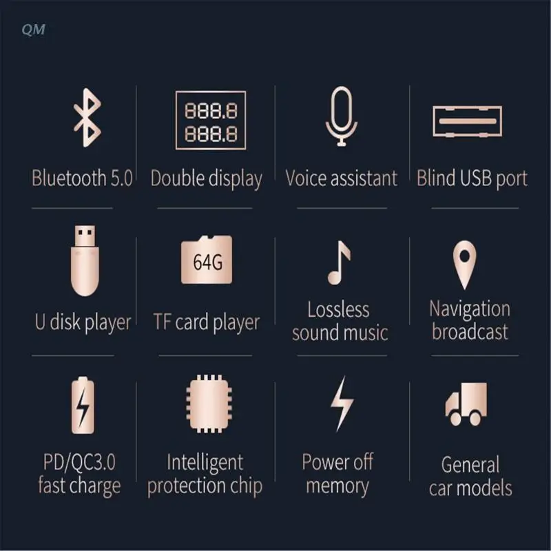 

13MF Car FM transmitter Bluetooth Wireless Handsfree Car Kit 5.0 QC3.0 Quick Charger