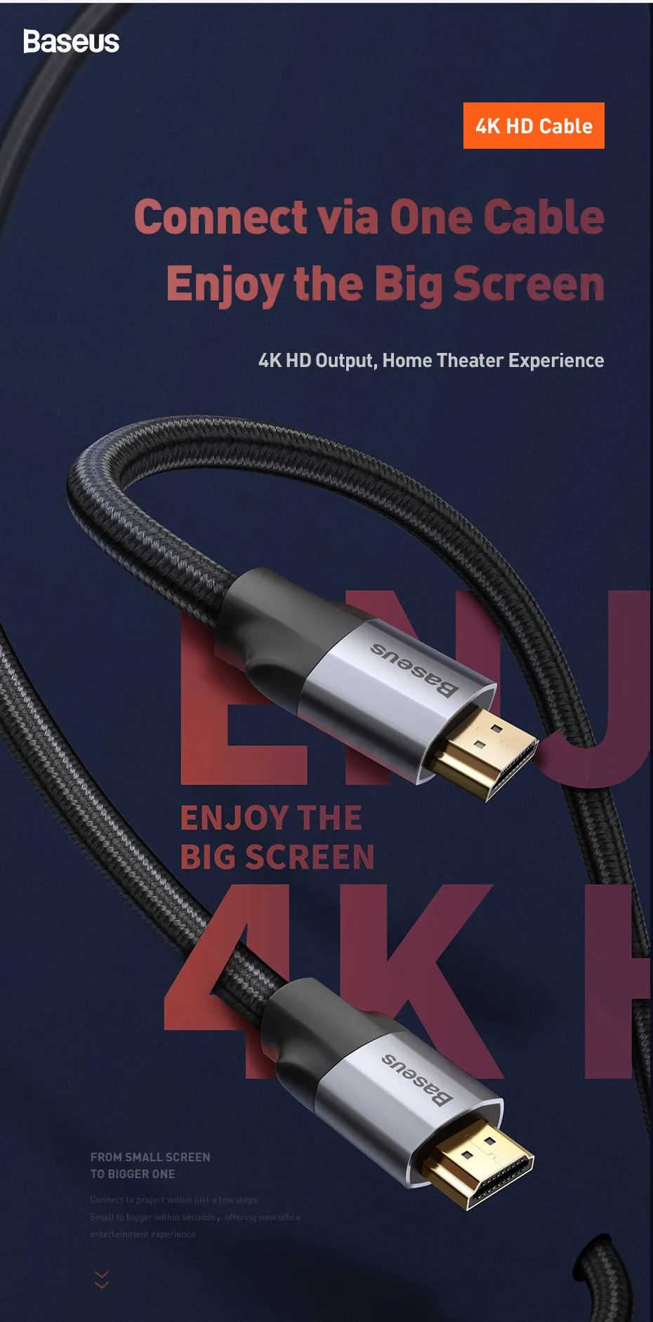 Baseus HDMI кабель 4K 60HZ HDMI к HDMI 2,0 удлинитель разветвитель Кабель для переключатель телевизора проектор ноутбук офис видео кабель HDMI