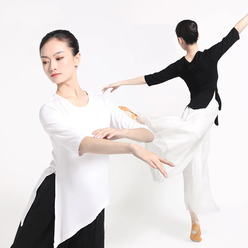 

Women Crop Top Dance Loose T-Shirt Adult Girls Modern Half Sleeve Dance Tops Women Dance Coats