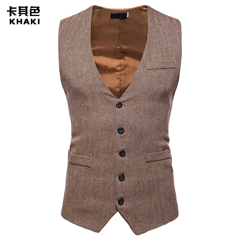 

Herringbone Tweed Mens Waistcoat Formal Business Casual Slim Fit Vests for Men Retro British Style Gentleman Men Suit Vest Gilet