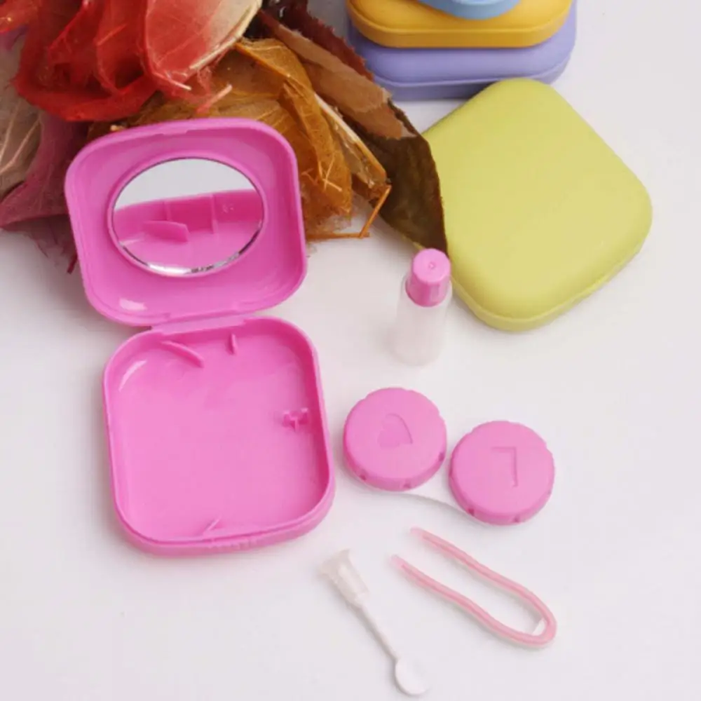 

1 pcs HOT Pocket Mini Square Contact Lens Case with Mirror Lovely Travel Kit Easy Carry Contact Lens Container