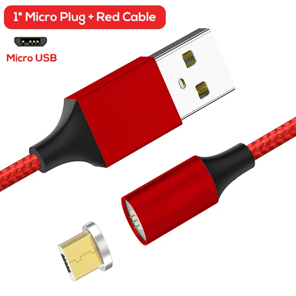 Магнитный мини-кабель-usb для samsung Xiaomi huawei Micro usb type C нейлоновый Плетеный светодиодный кабель USB C для IPhone X XS Max - Цвет: Red Micro Cable