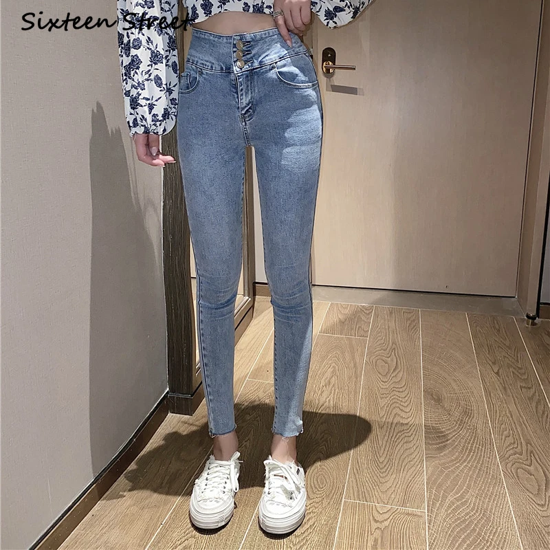

Jeans Women 2020 Autumn New Korean Style High Waist Skinny Stretch Straight Pencil Pants Female Clothing Aesthetic Y2K Denim