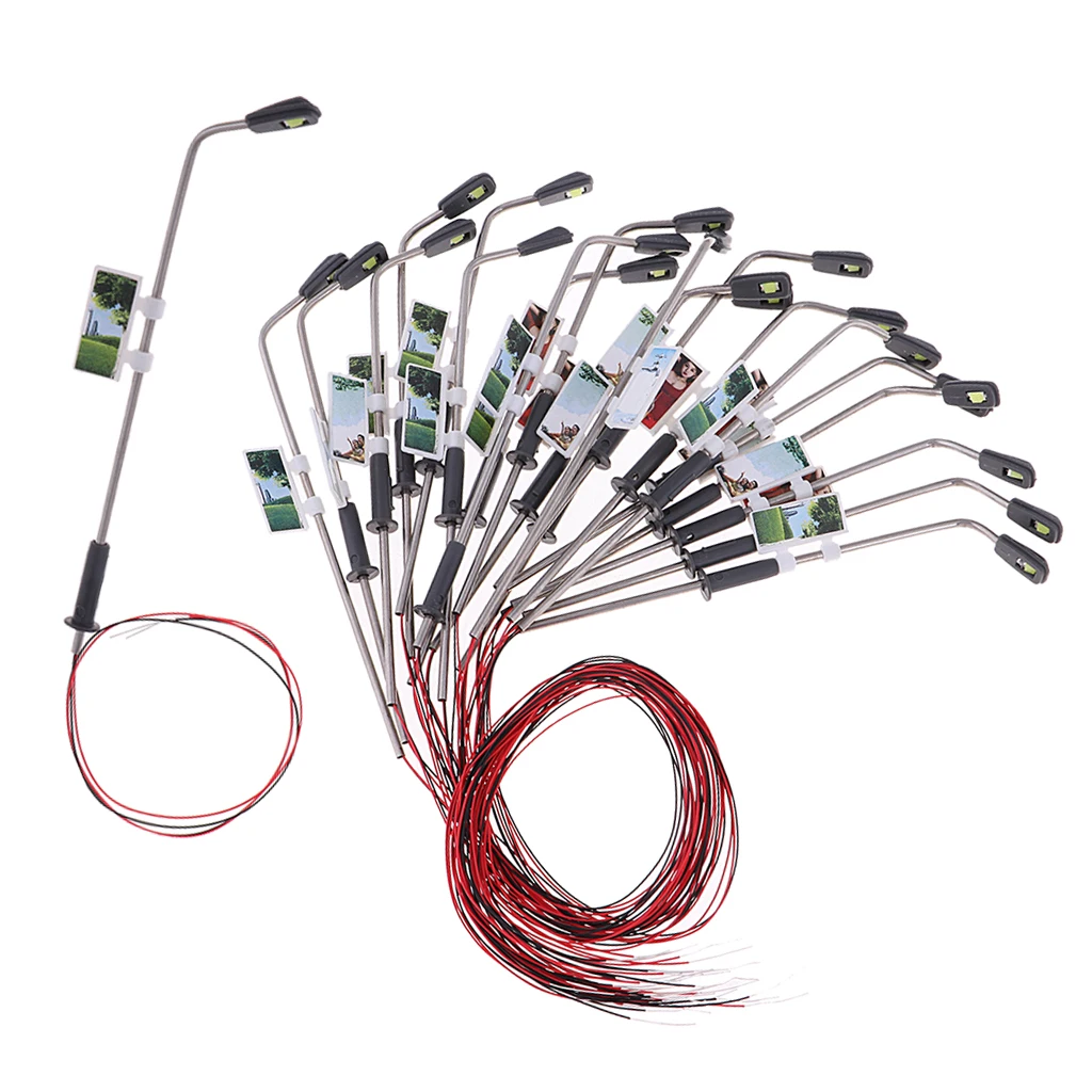 

20pcs 1/200 HO Lamppost Lamp Model 7.5cm LED Street Lights Railway Train Garden Micro-Landscape Decoration Panel Display
