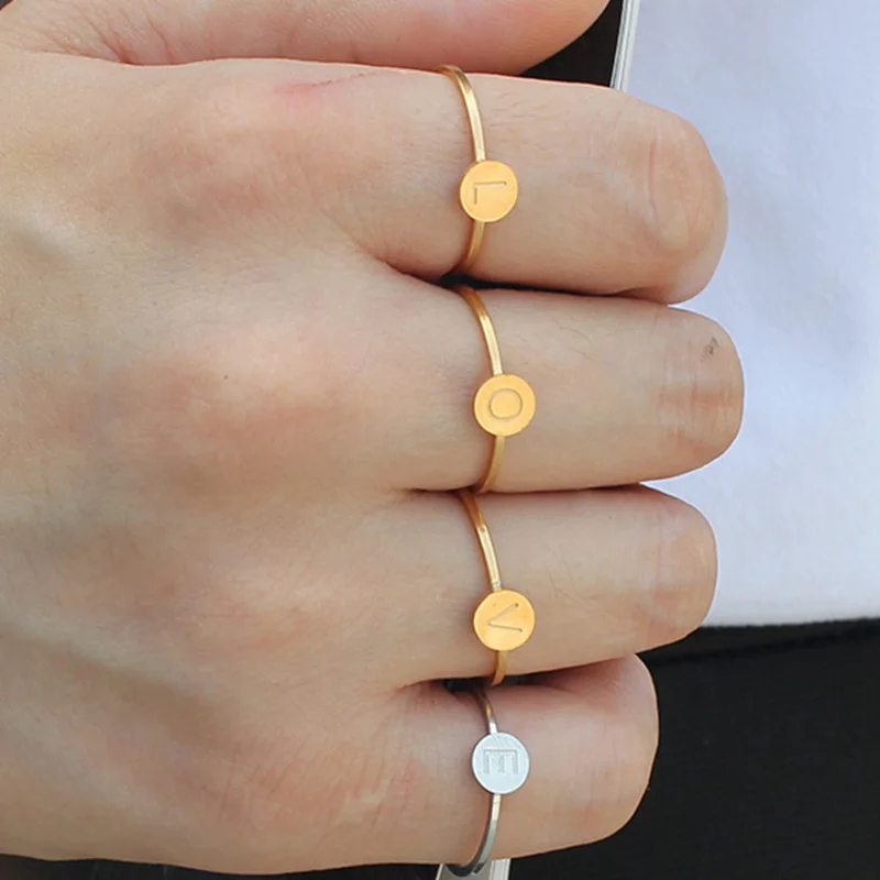 MWM кольцо из нержавеющей стали женское модное розовое золото с буквенным принтом