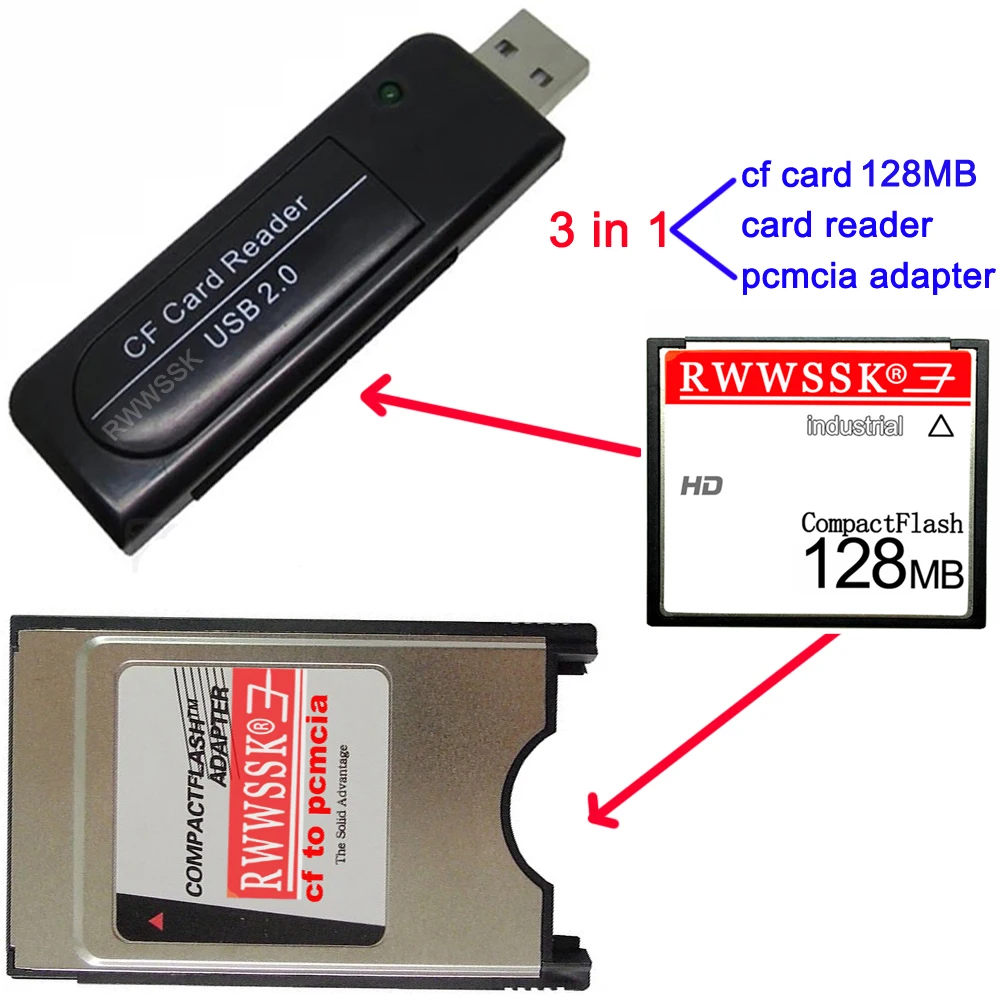 3 в 1 оригинальный PCMCIA адаптер + cf карта USB2.0 ридер 128 МБ 256 ГБ 2 4 8 16 32 64 для ЧПУ|Карты