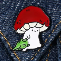mushroom and froggo hard enamel pin cute kawaii nature outdoors lapel pins badge brooch for childrens gifts