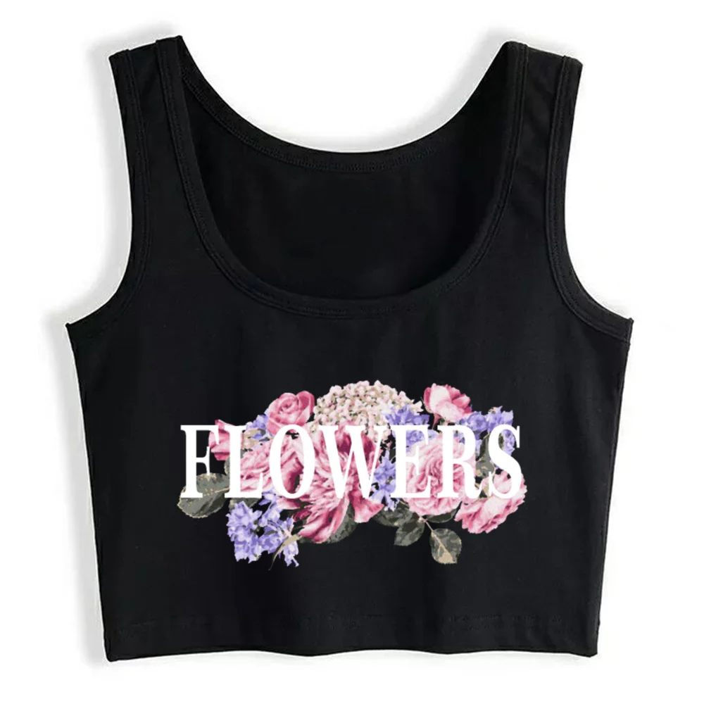 

Женский укороченный топ с изображением растений и цветов