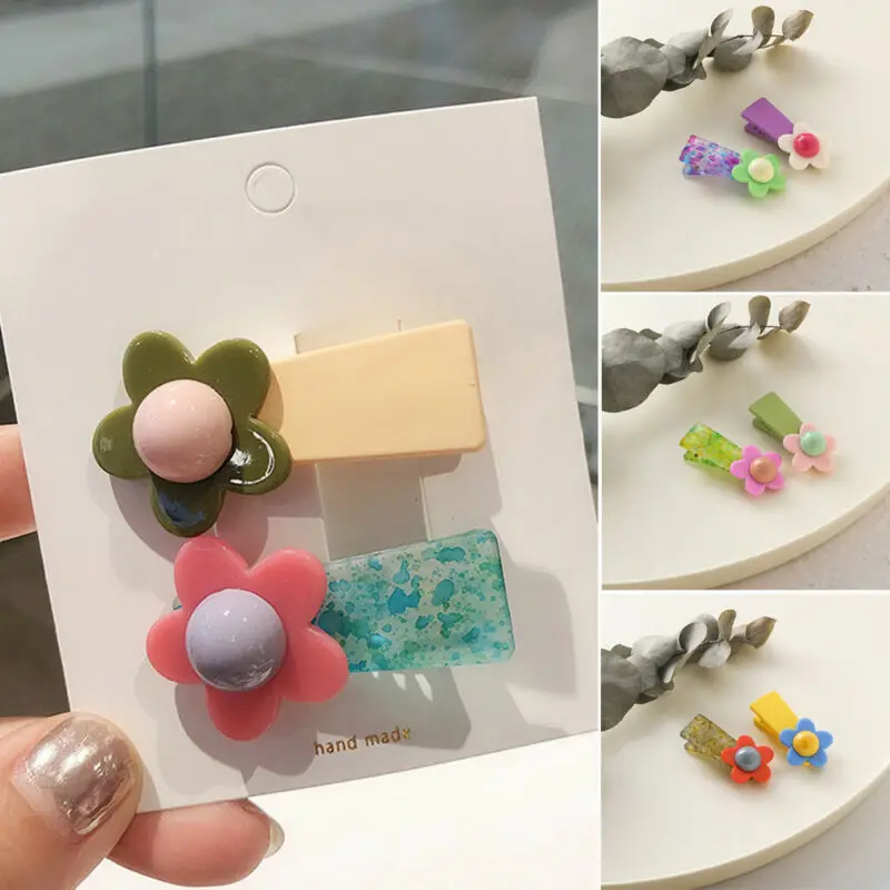Милые мини-акриловые заколки для девочек детские цветочные защелки-фиксаторы