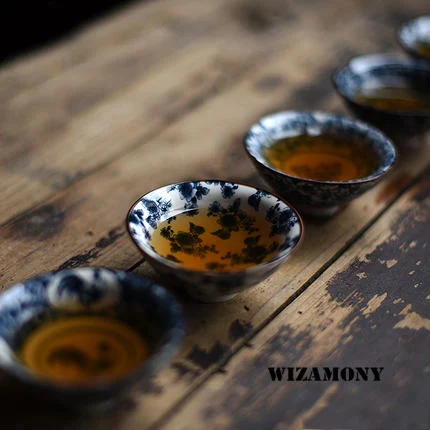 1 шт.! WIZAMONY Bue и белый Цзиндэчжэнь китайская фарфоровая чашка чайная чайный сервиз