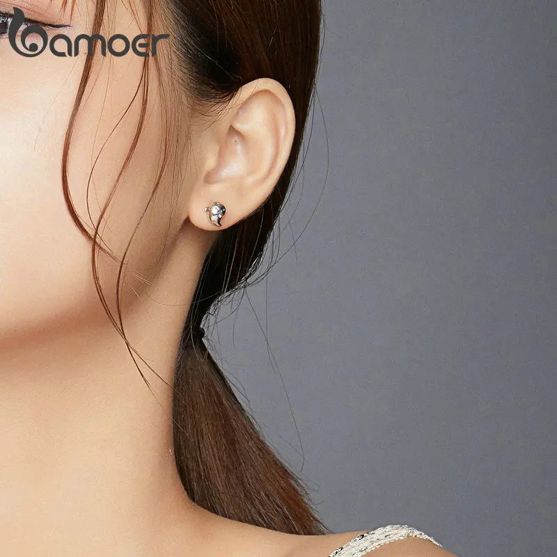 Серебряные серьги-гвоздики bamoer для женщин Ювелирное Украшение с призраком