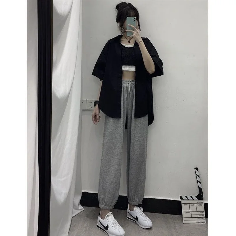 

Men Korean Fashion Oversize Gray Joggers Sweatpants Women Baggy Harajuku Autumn Jogging Sports Pants Black Trousers Female