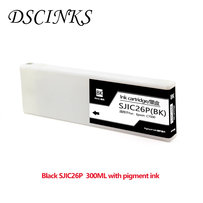 New SJIC26P BK C M Y compatible ink cartridge with 300ML pigment ink for Epson ColorWorks C7500 printer with chip
