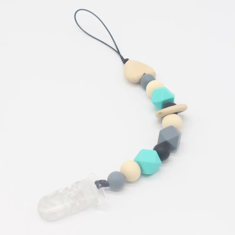 

Silicone Teething Pacifier Clips With Safe ABS Beads Silicone Pacifier Chain Holder For Nipples Baby Chew Toys