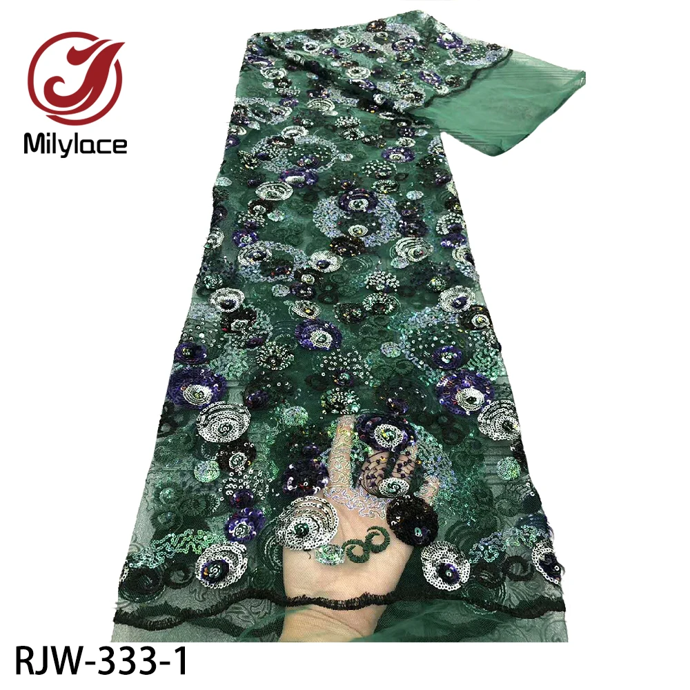 

Milylace African Lace Fabric 2020 High Quality Nigerian French Tulle Lace Fabric with Sequins Embroidered for Party RJW-333