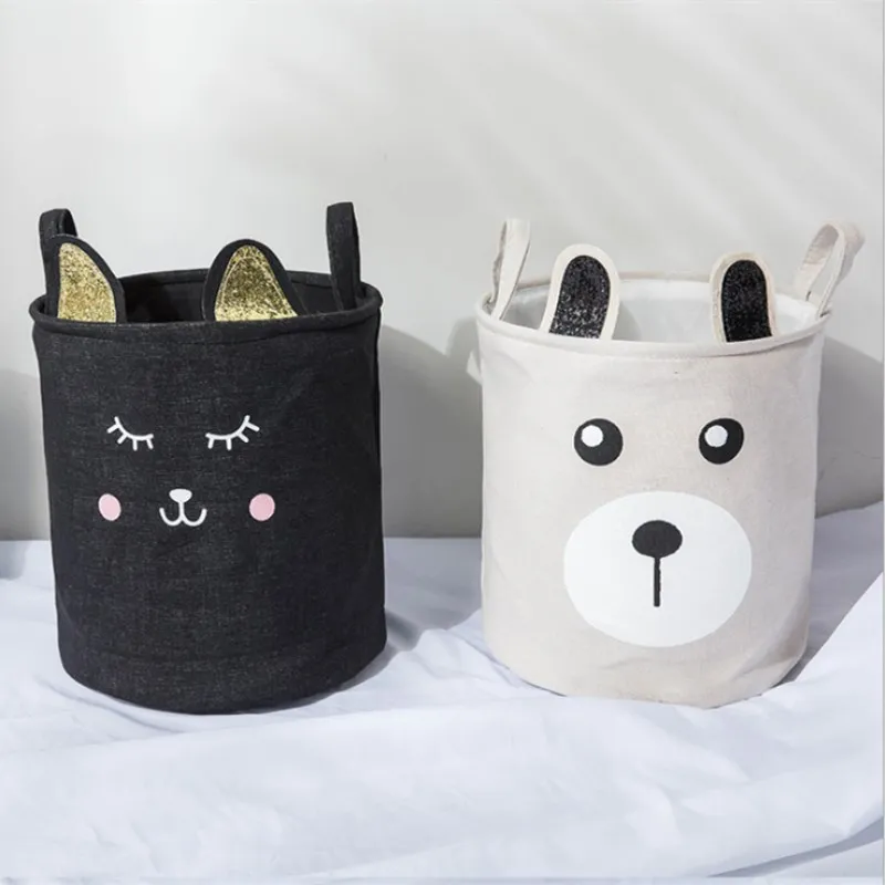 

Cartoon Fox Bear Cat Storage Basket Waterproof Foldable Laundry Basket With Handles Dirty Clothes Hamper Kids Toys Organizer Bin