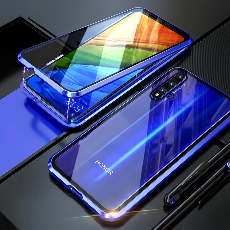 Роскошный 360 полный корпус Магнитный стеклянный чехол для huawei Honor 20 Pro Nova 5T прозрачный металлический бампер задняя крышка huawei Nova 5t чехол
