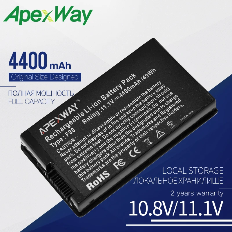 ApexWay New Аккумулятор для ноутбука ASUS F8 F80 F80H F80A F80S F80Q F80L F80M F81 F81SE X82SE F83 F50S X61 X61W X61S X61GX