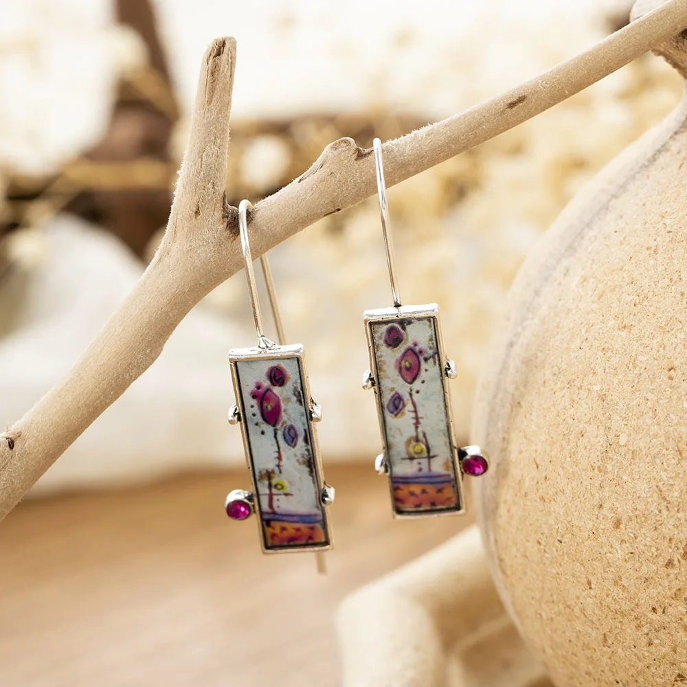 Новинка 2021 винтажные серебряные серьги рубинового цвета висячие с цветком