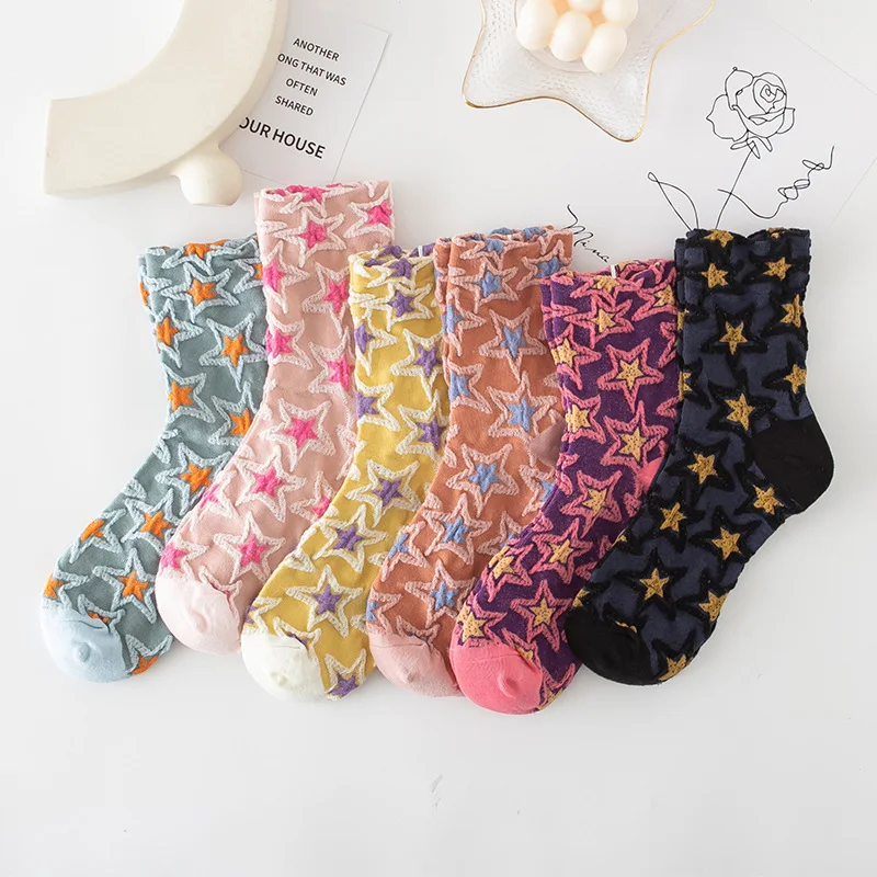 

Japan Harajuku fashion woman creative socks funny three-dimensional stars sweet woman socks novelty art retro design ladies sock