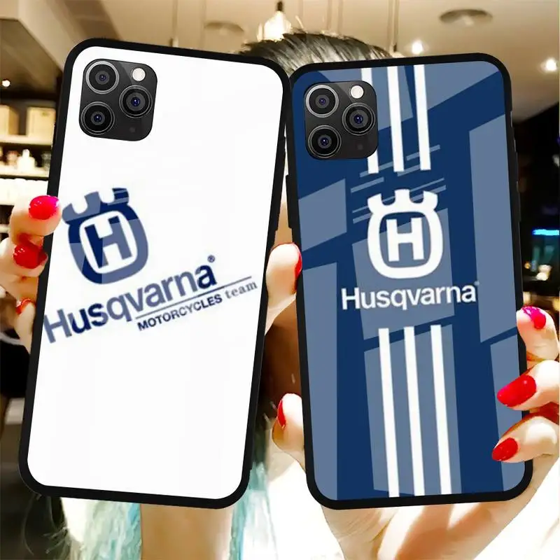 

Motorcycle Brand Husqvarna Phone Case Tempered Glass For Iphone6plus 6S 7 7plus 8 X XS XSmax XR 11 12 Pro Max 12mini