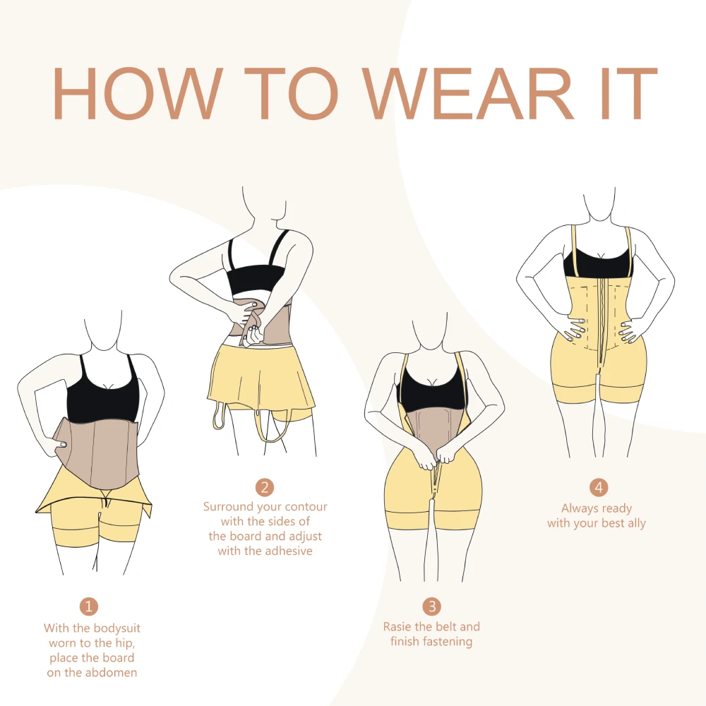 HEXIN Abdominal Board Compression Postpartum Recovery Tummy Control Faja Post Surgical Ab Liposuction Beige Waist Trainer | Женская