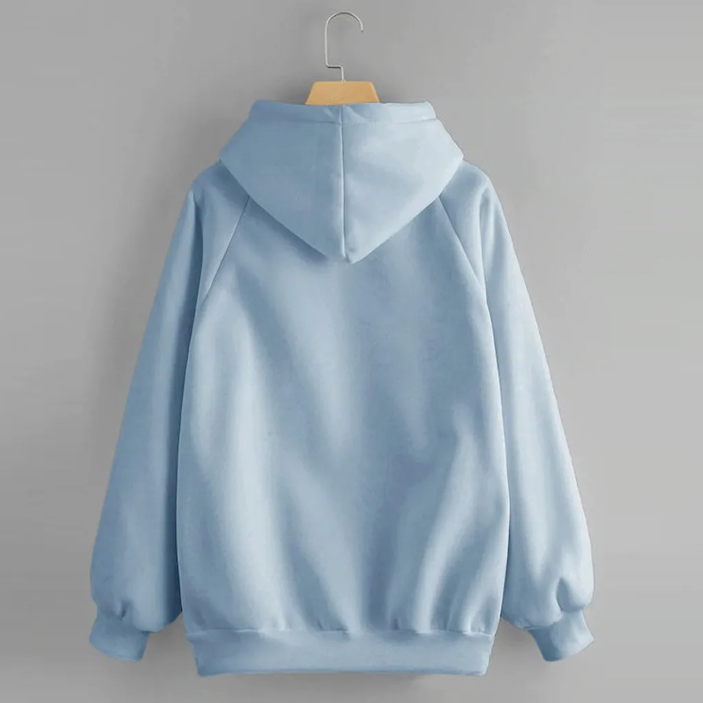 

Women's Casual Solid Color Hooded Pocket Long Sleeve Pullover Sweatshirt Autumn Winter Sportswear moletom feminino inverno