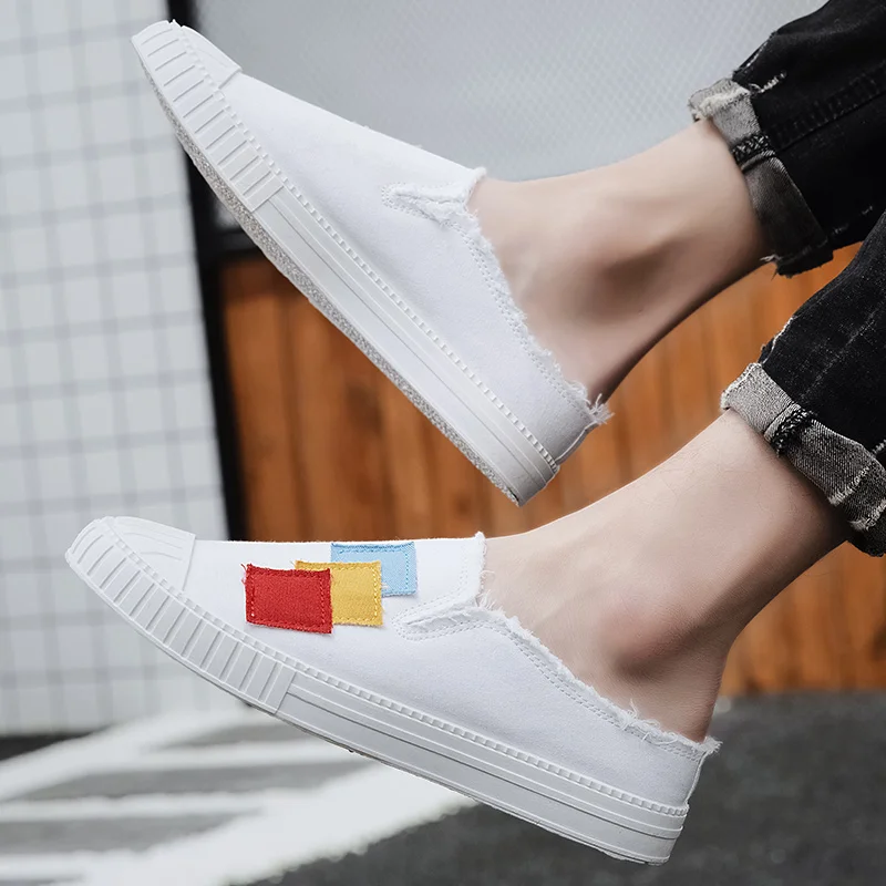 Летняя парусиновая обувь Удобная молодежная модная мужская повседневная Лоферы