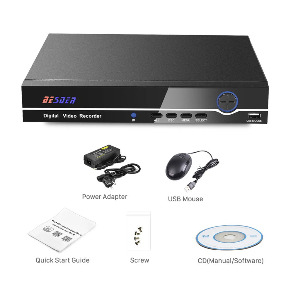 Besder 48V IEE802.3af активный PoE NVR Регистраторы обнаружения движения сигнализации безопасности наблюдения NVR 4CH 1080P с 4CH PoE Порты и разъёмы 48V