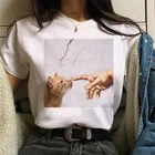 Женская футболка с рисунком кота Ван Гога, красивая милая забавная футболка с рисунком маслом в 90-х годах, повседневный женский топ ulzzang