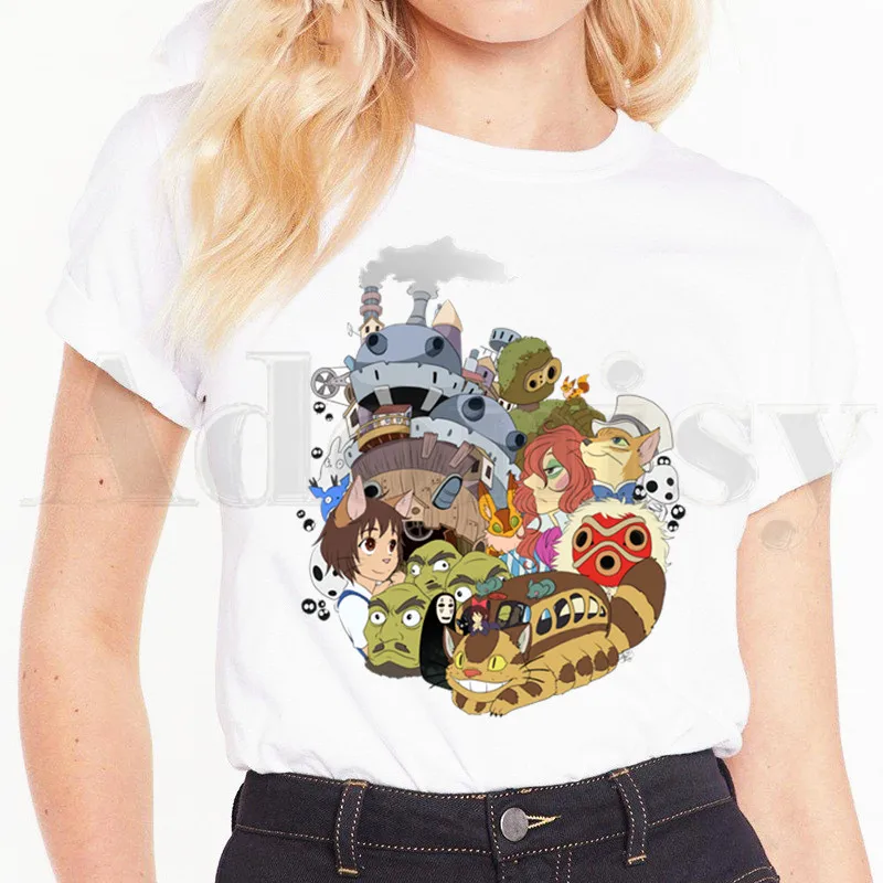 

Women's T-shirt Totoro Studio Ghibli Miyazaki Hayao Spirit Away Short Sleeve Female Tops Tees Harajuku VintageT Shirts
