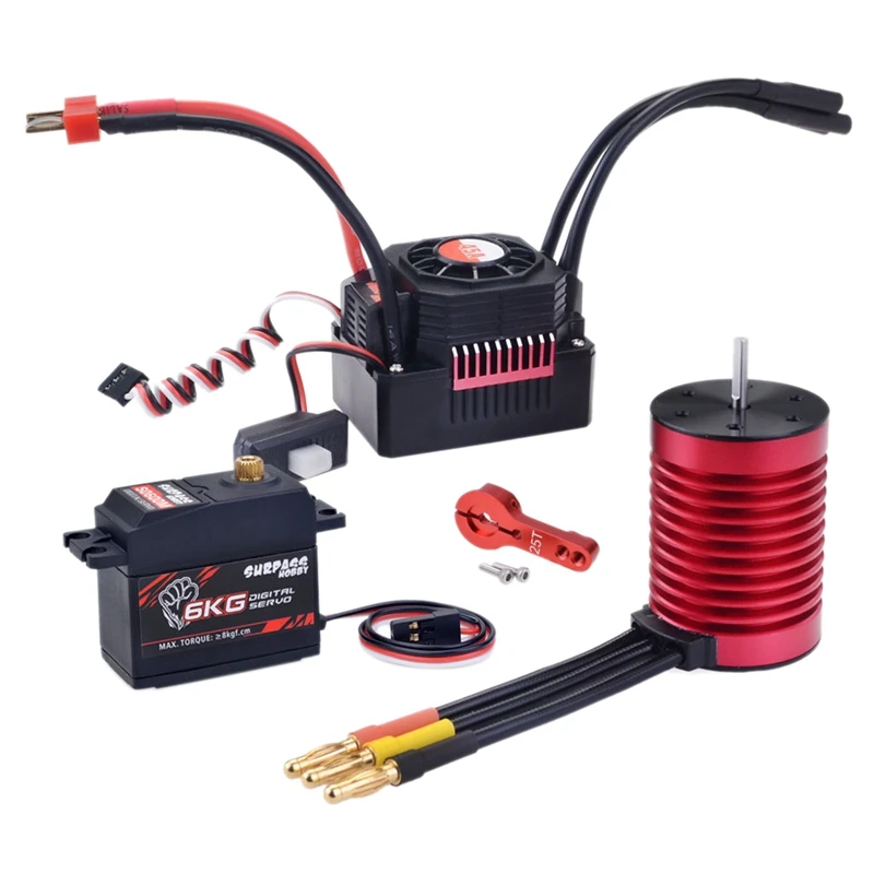 

SURPASS HOBBY Waterproof Combo F540 4370KV Brushless Motor/45A ESC+S0600M 6KG Servo for 1/10 RC Car Tamiya Axial Redcat