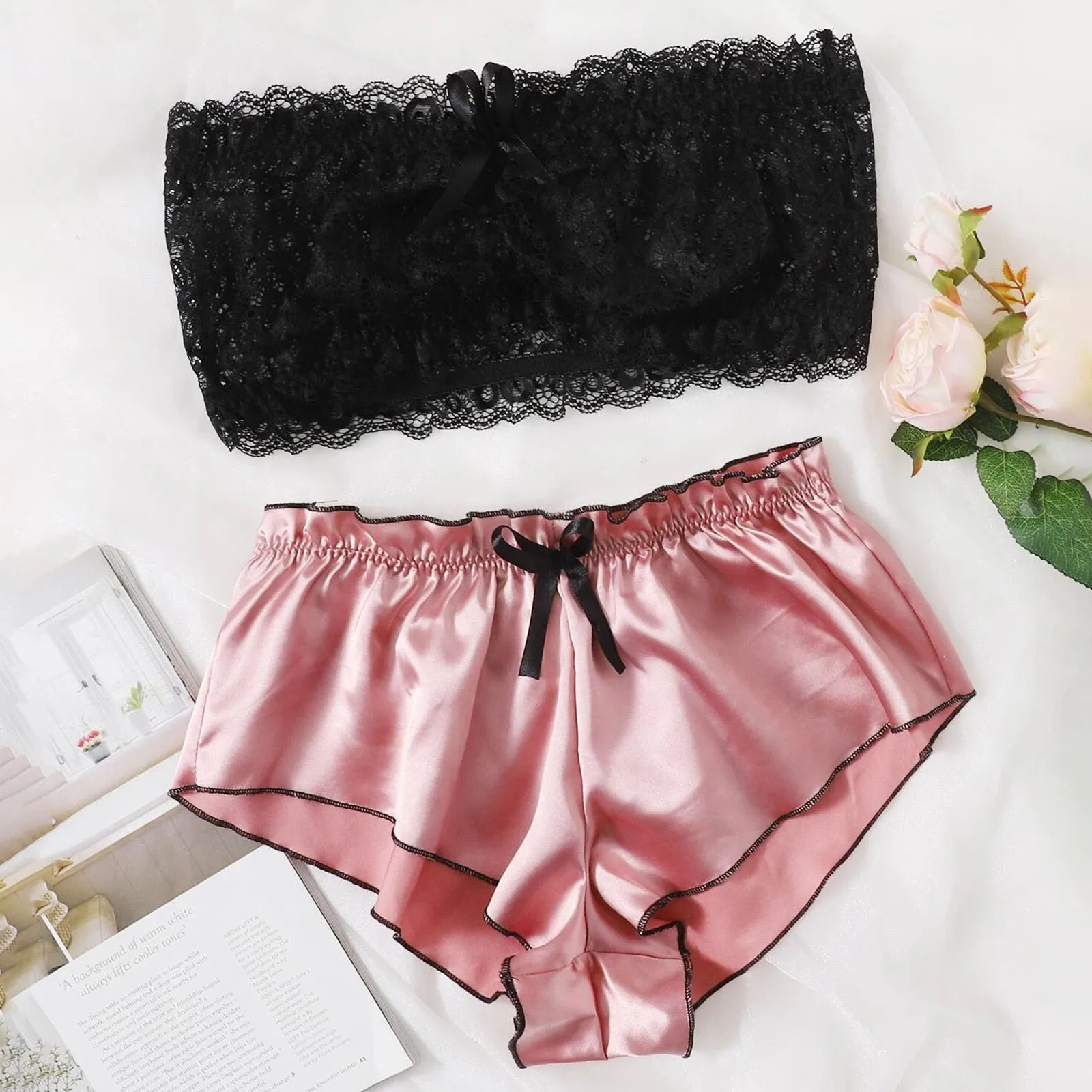 

2021 Fashion Women Sexy Lace Sleepwear Lingerie Temptation Babydoll Bow-knot Underwear Nightdress nachtkleding vrouwen E1