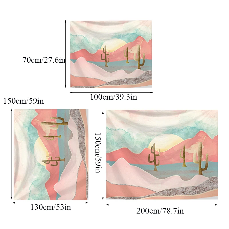 

Sunset Tapestry Pink Mountain Nature Forest Wave Abstract Landscape Boho Fashion Decor Hanging Wall Tapestries Mandala Blanket