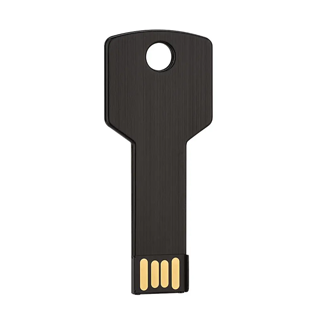Металлический ключ USB флэш-накопитель 64 Гб фактическая емкость флешки 32 Гб U диск 2,0 128 ГБ 16 ГБ 8 ГБ 4 ГБ флеш-накопитель Memoria UsbCustom логотип - Цвет: Black