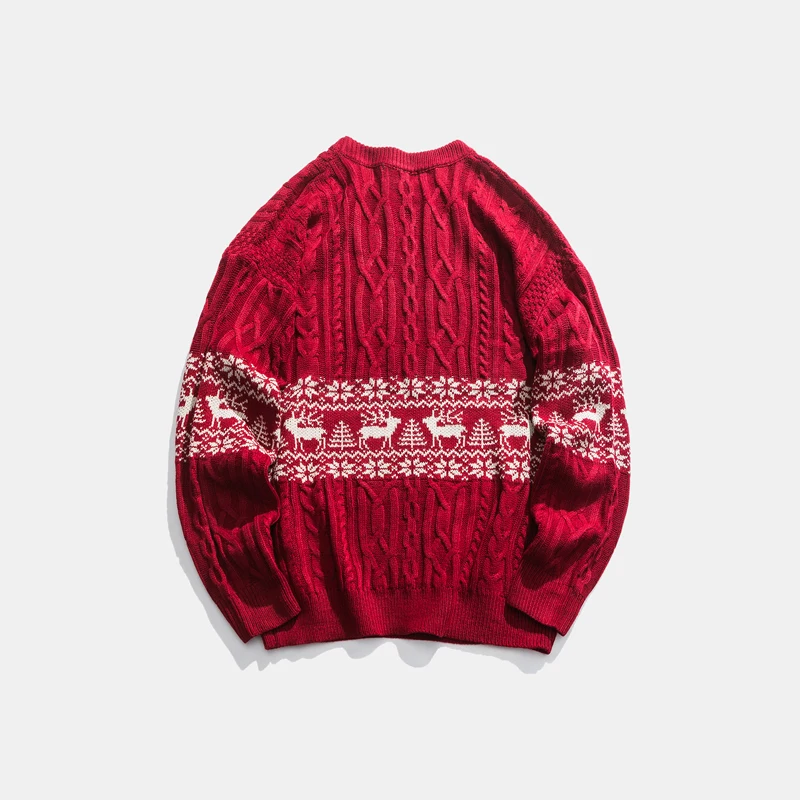 Мужские Рождественские свитера в стиле ретро с рисунком оленя акриловые большие