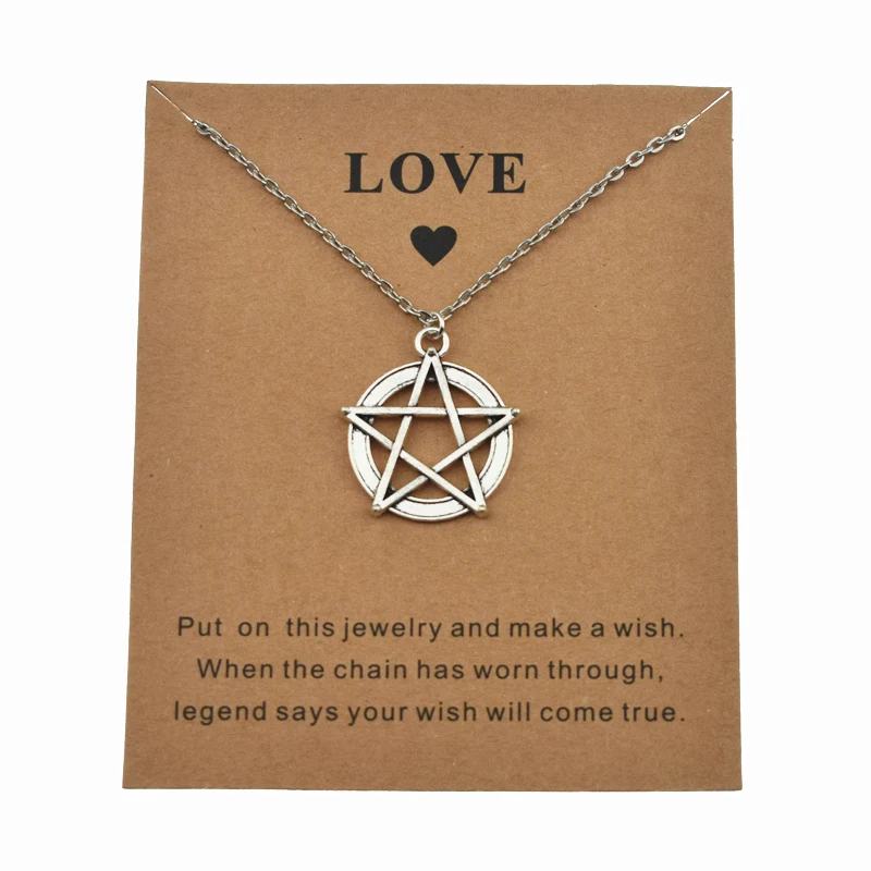 Новые винтажные Серебристые кулоны Цвет кулон пентаграмма Загадай со вставкой