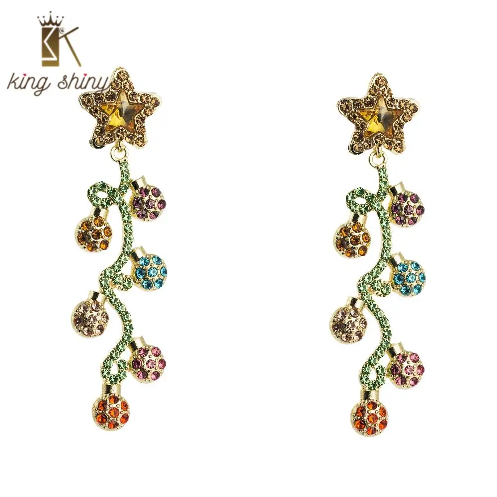 

2020 Baroque Color Rhinestone Star Fruit Tree Dangle Earrings for Woman Bijoux Female Wedding Statement Dangle Earring for Woman