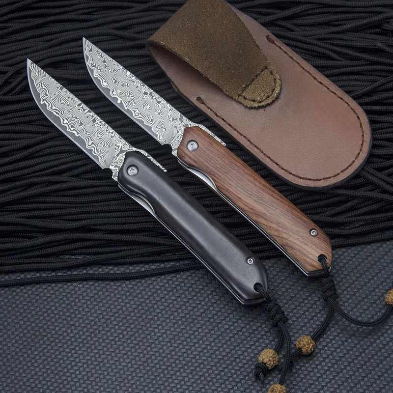

High Hardness Damascus Folding Knife VG-10 steel Outdoor Rescue Survival edc Tool Gift Collecting Knife