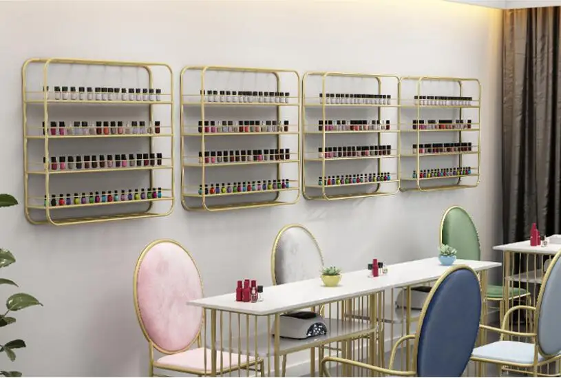 

Nordic nail salon plastic table wall shelf display rack