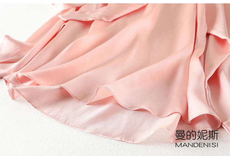 

Women's 100% Mulberry Silk Satin Silk Pink Bow Tie Neck long sleeve shirt Top Blouse office work XL MM037