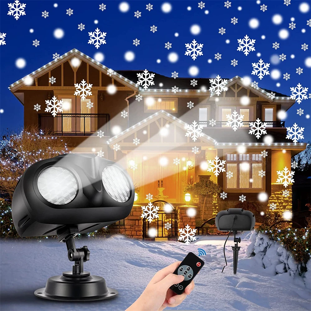

Рождественский проектор со снежинками, 2 в 1, уличная лазерная проекционная лампа со снегопадом на новый год, свадьбу, вечеринку, украшение с...