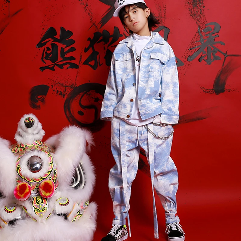 Детская одежда хорошего качества в стиле хип хоп джинсовая куртка небесно