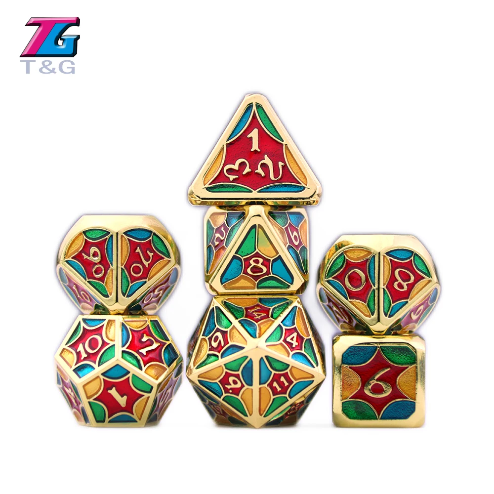 DND набор металлических игральных костей 7 шт. многогранный куб с кожаной сумкой