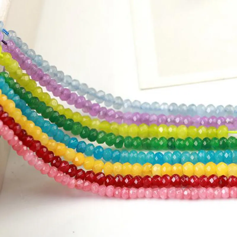 

Natural Jades Stones Loose Seed Beads 2x4mm Faceted Spacers DIY Necklace Bracelet Jewelry Making Accessories wk246