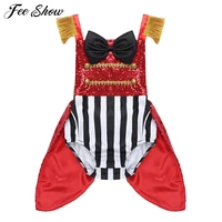 baby girls sleeveless sequins bowknot striped romper toddlers halloween cosplay birthday party ringmaster outfit circus costume