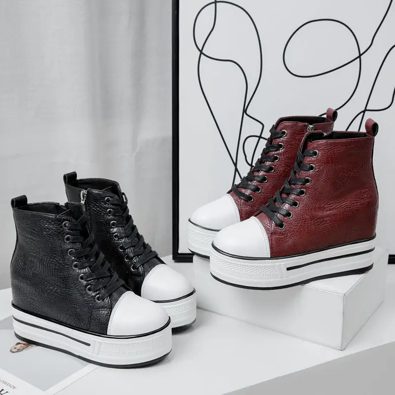 

Fashion Pumps sneakers Shoes Women Lace Up Thick Bottom Casual Shoes Leisure High Top Platform short boots women AA-568