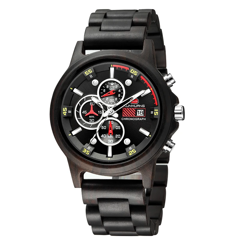 Free custom watch back pattern wooden watch men's watch luxury quartz wood watch relogio masculino