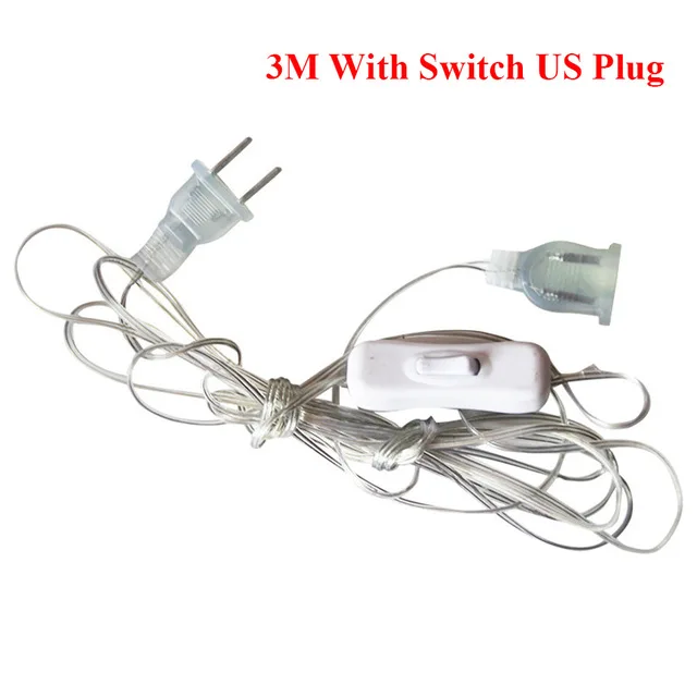 3m Plug Extender Wire Extension Cable EU/US/USB for LED String Light Wedding Navidad Decor Led Garland DIY Christmas Lights | Лампы и